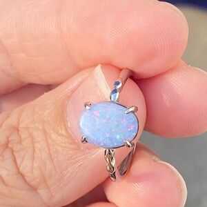 925 Sterling Silver and Australian Opal Ring